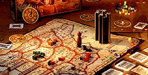 Spielmaterial von El Grande - Brettspiel, Legespiel von Wolfgang Kramer, Richard Ulrich