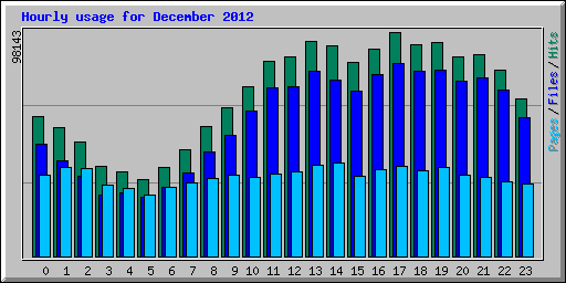 Hourly usage for December 2012