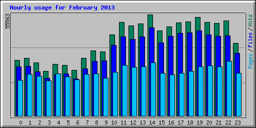 Hourly usage for February 2013